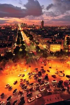 The streets of paris at sunset Foto stock