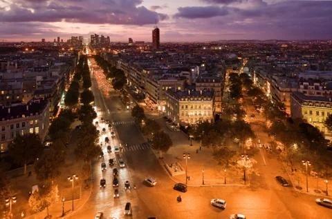 The streets of paris at sunset Foto stock