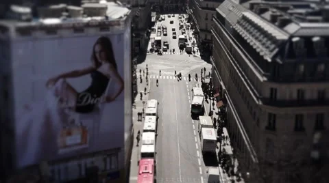 Streets of Paris Time lapse, high angle - 60fps Stock Footage 48022344