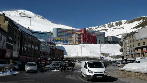 Streets of Pas de la Casa ski town Stock Footage 171231217