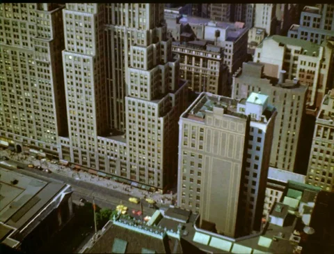 Streets passing through residential blocks and high-rise buildings in city Stock Footage 111706614
