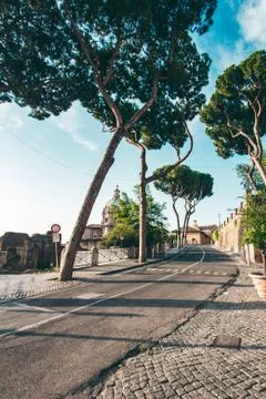 The streets of Rome at sunset Stock Photos