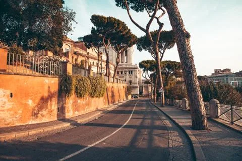 The streets of Rome at sunset Stock Photos