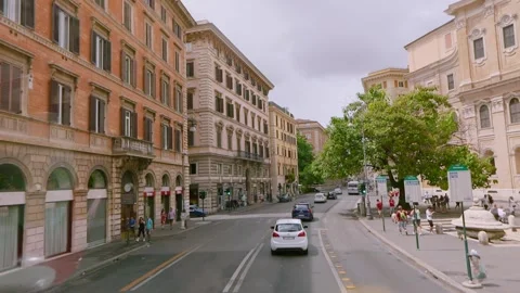 Streets of Rome view from the window of a car. Old streets of Rome. A trip by Stock Footage 132283637
