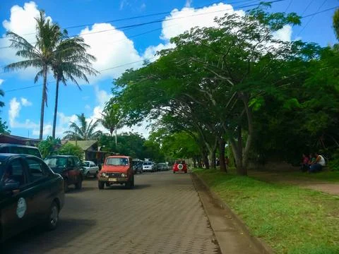 Streets in settlements of Easter Island. Stock Photos