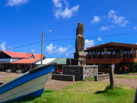 Streets in settlements of Easter Island. Stock Photos