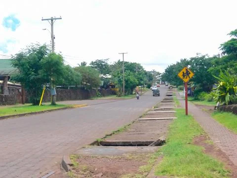 Streets in settlements of Easter Island. Stock Photos