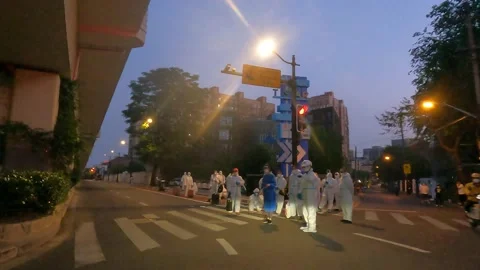 Streets in Shanghai is under lockdown Stock Footage 193483656