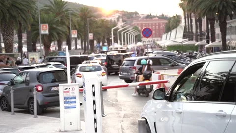 Streets of split in the evening, car passing Stock Footage 160494881