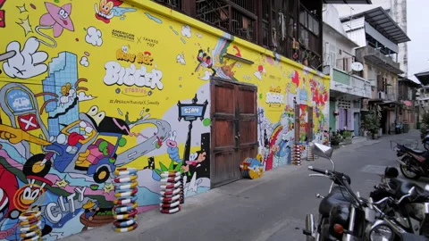 Streets of Talat Noi district in Bangkok China Town. Stock-Footage 246477341