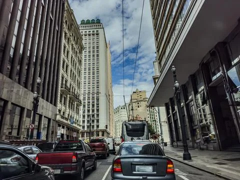 Streets with tall buildings. Stock Photos