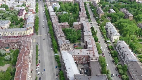 Streets of typical provincial city of Russia. View from above Video stock 131837341