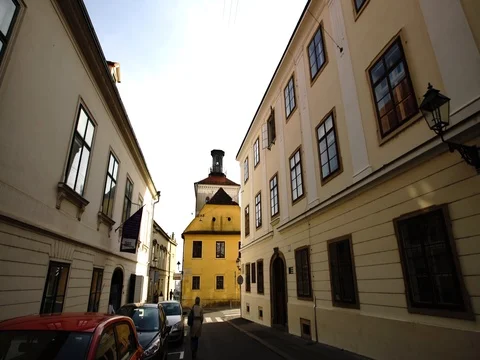 Streets in upper town of Zagreb 스톡 동영상 74372526