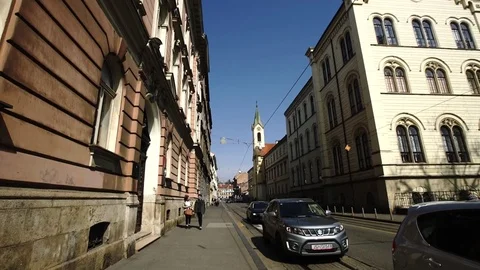 Streets of Zagreb city in spring Stock Footage 74372090