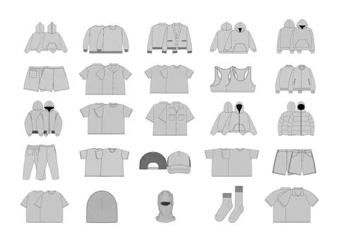 Streetwear Vector Bundle Vector Tech Pack Illustrator Template Procreate Stock Illustration