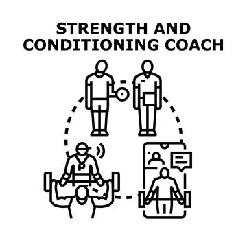 Strength and conditioning coach helping athletes training online 库存插图