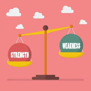 Strength and weakness balance on the scale Stock Illustration
