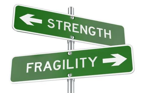 Strength or Fragility, directional road sign. 3D rendering イラスト素材