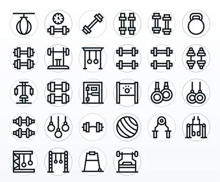 Strength Training Comprehensive Vector Bundle with 28 PIXEL Perfect Bold Li.. Stock Illustration