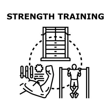 Strength training exercising for muscle body building Stock Illustration