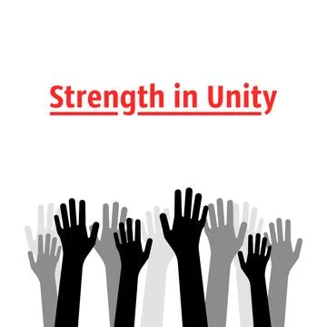 Strength in unity with many hands up Stock Illustration