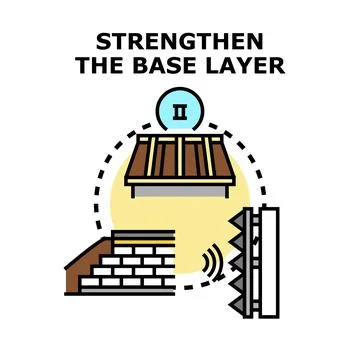 Strengthening base layer construction process for structural stability Stockillustratie
