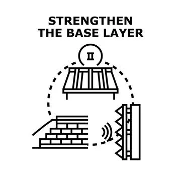Strengthening base layer construction process for structural stability Stock Illustration