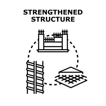 Strengthening building structure using steel reinforcement concepts Stock Illustration