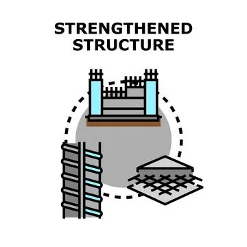 Strengthening building structure using steel reinforcement concepts Stock Illustration