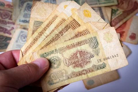 Strengthening the currency. Decrease in interest rates on loans. Sale for rub Stock Photos