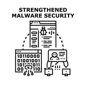 Strengthening malware security concept of cyber defense Illustrazione stock