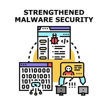 Strengthening malware security concept of cyber defense 스톡 일러스트