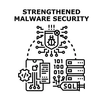 Strengthening malware security protecting digital data systems Stockillustratie
