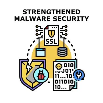 Strengthening malware security protecting digital data systems Stockillustratie