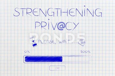 Strengthening Privacy progress bar loading with hourglass and email icons Stock Illustration