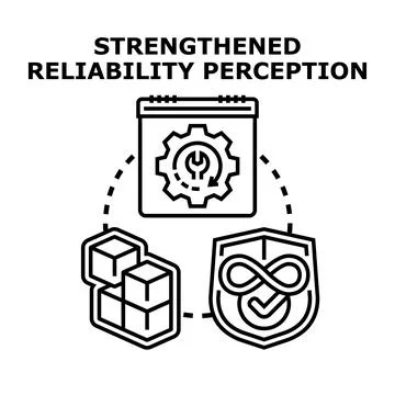 Strengthening reliability perception icon data security, scheduled maintenanc Stock Illustration