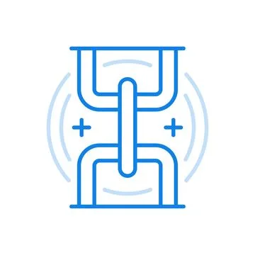 Strengthening workflow vector line icon. Linked chain links. Stock Illustration