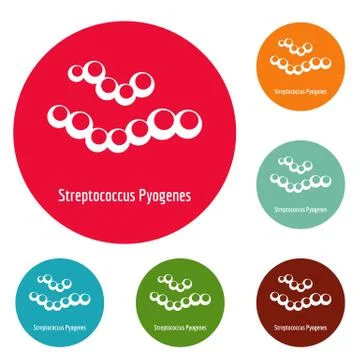 Streptococcus pyogenes icons circle set vector Stock Illustration