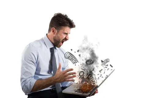 Stress and frustration caused by a computer Stock Photos