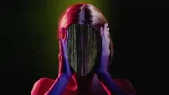 Stress Anxiety Mind Control Glitch Faceless Woman Stock Footage