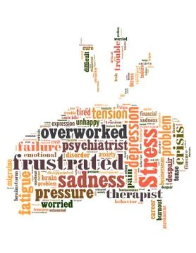Stress brain, word cloud concept Stock Illustration