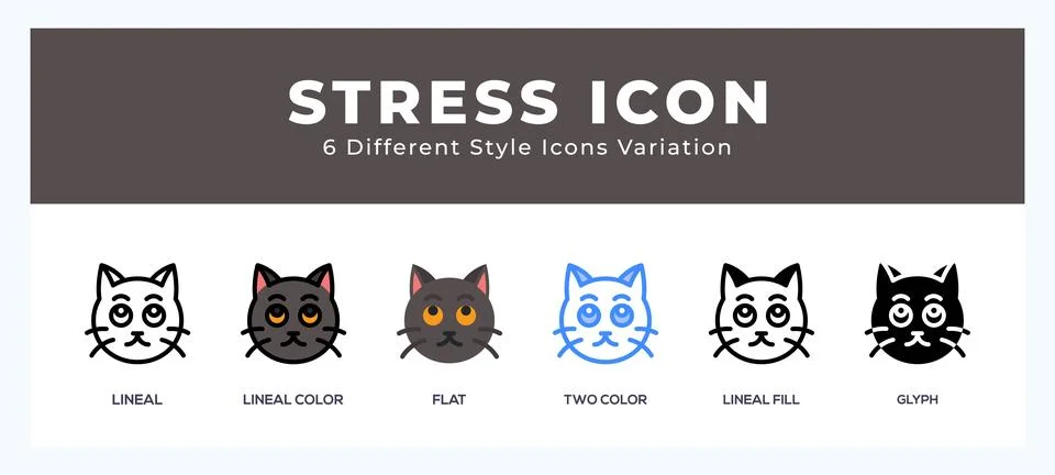 Stress cat pack of icons. vector illustration. Illustrazione stock