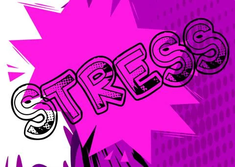 Stress. Comic book word text on abstract comics background. Retro pop art sty Stock Illustration