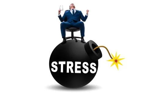 Stress concept with exploding bomb Stock Photos