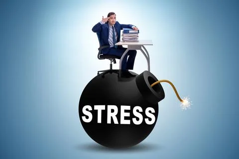 Stress concept with exploding bomb Stock Photos