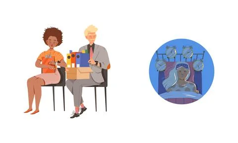 Stress, deadline at work or busy lifestyle. Overworked business people Stock Illustration