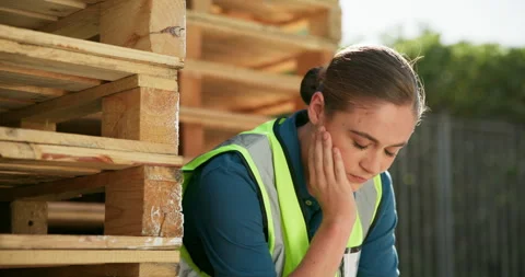 Stress, engineer and person at construction site with depression, frustrated and Stock Footage 271104647