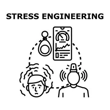 Stress engineering managing human mental pressure and warning Stock Illustration