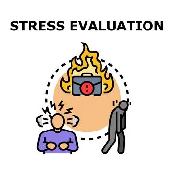 Stress evaluation concept showing burnout and exhaustion Stock Illustration