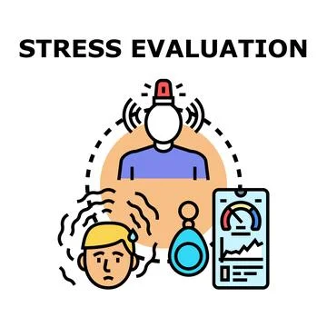 Stress evaluation process using wearable device and mobile app Stock Illustration